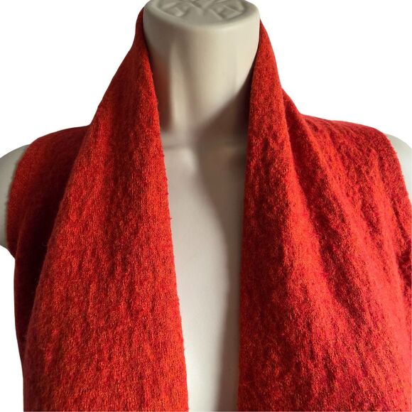 Tahari M Orange Merino Wool Blend Open Knit Duster Cardigan Vest Sleeveless Boho - Picture 3 of 7